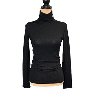 Club Monaco Turtleneck Sweater Sz.S Black Fine Knit Wool Cashmere Minimalist